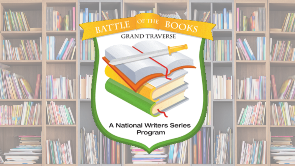 battle of the books shield with books