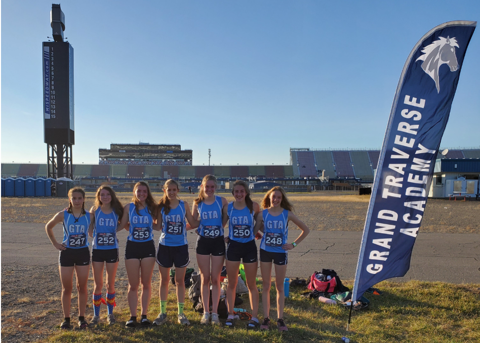 girls' cross country team at state finals