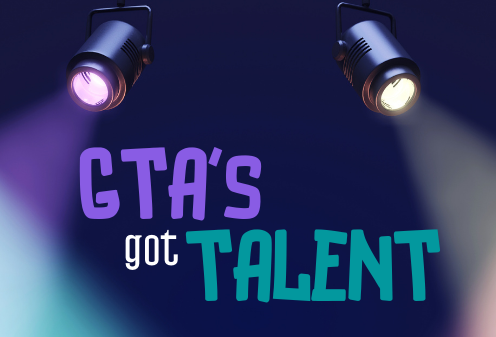 spotlights on the words GTA's got Talent